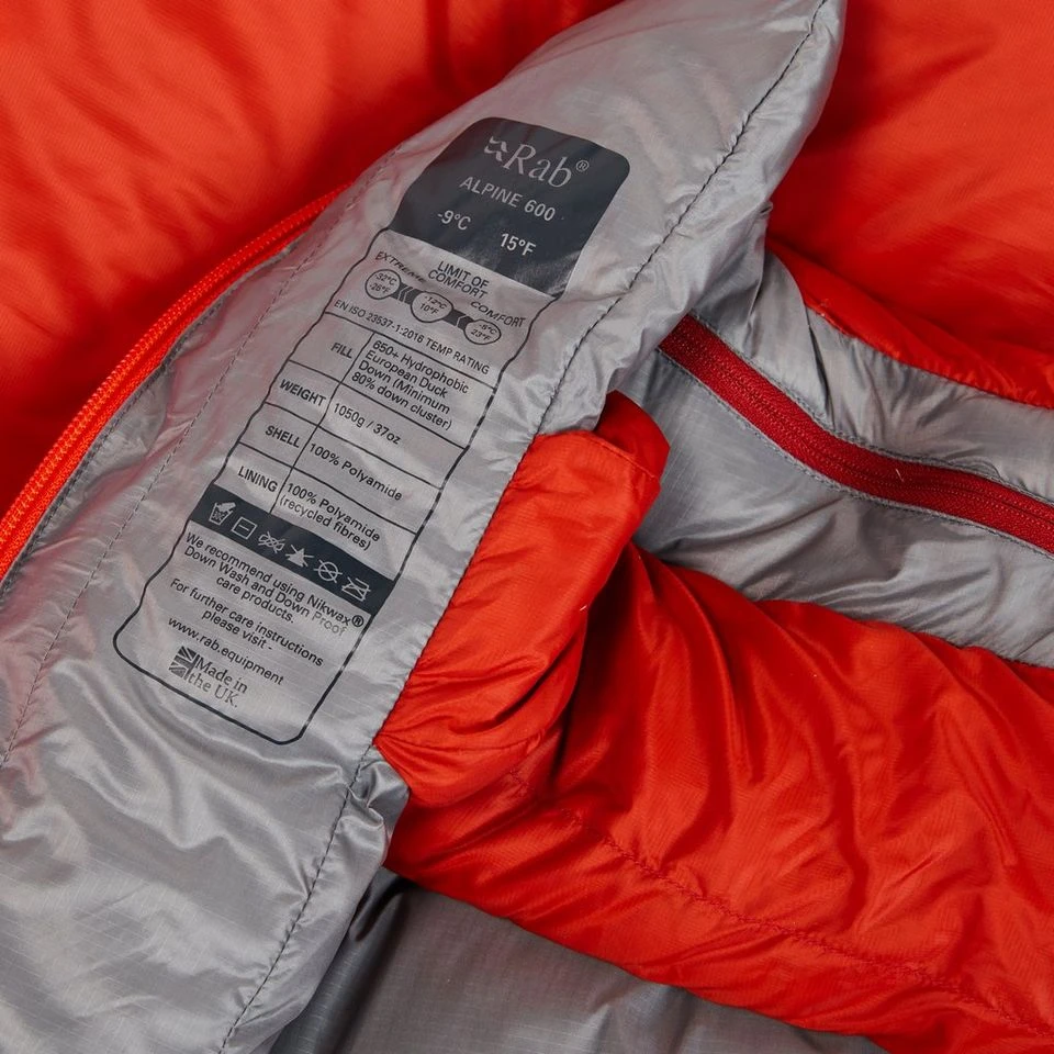 Rab Alpine 600 Down Sleeping Bag 9 Rab Alpine 600 Down Sleeping Bag - Image 7